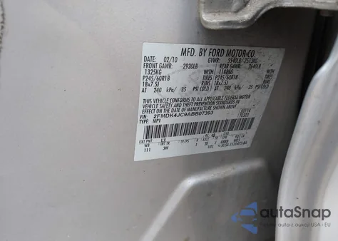 2010 Ford Edge Sel from USA, damaged, VIN 2FMDK4JC9ABB07393